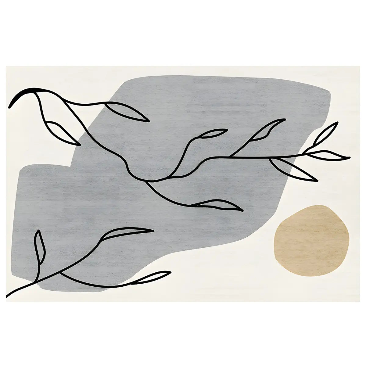 Nordic Abstract Rectangular Velvet Beige Area Rug Image - 7