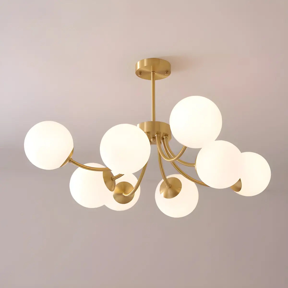 Nordic Arm Globe Living Room Gold 8-Light Chandelier Image - 12