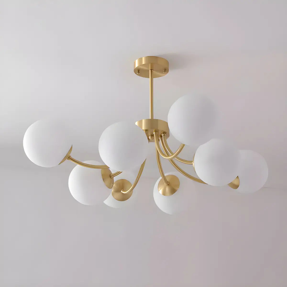 Nordic Arm Globe Living Room Gold 8-Light Chandelier Image - 14