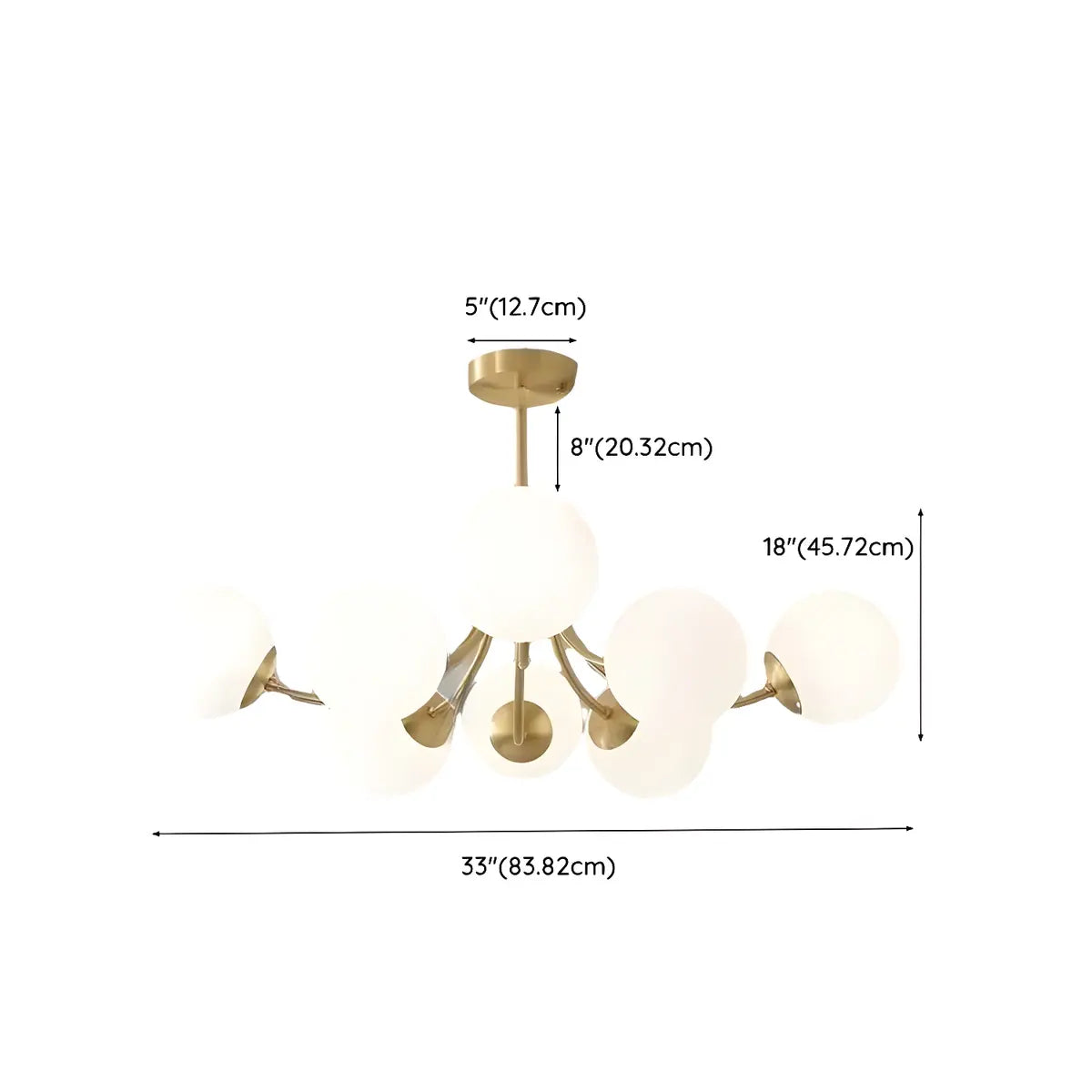 Nordic Arm Globe Living Room Gold 8-Light Chandelier Image - 17