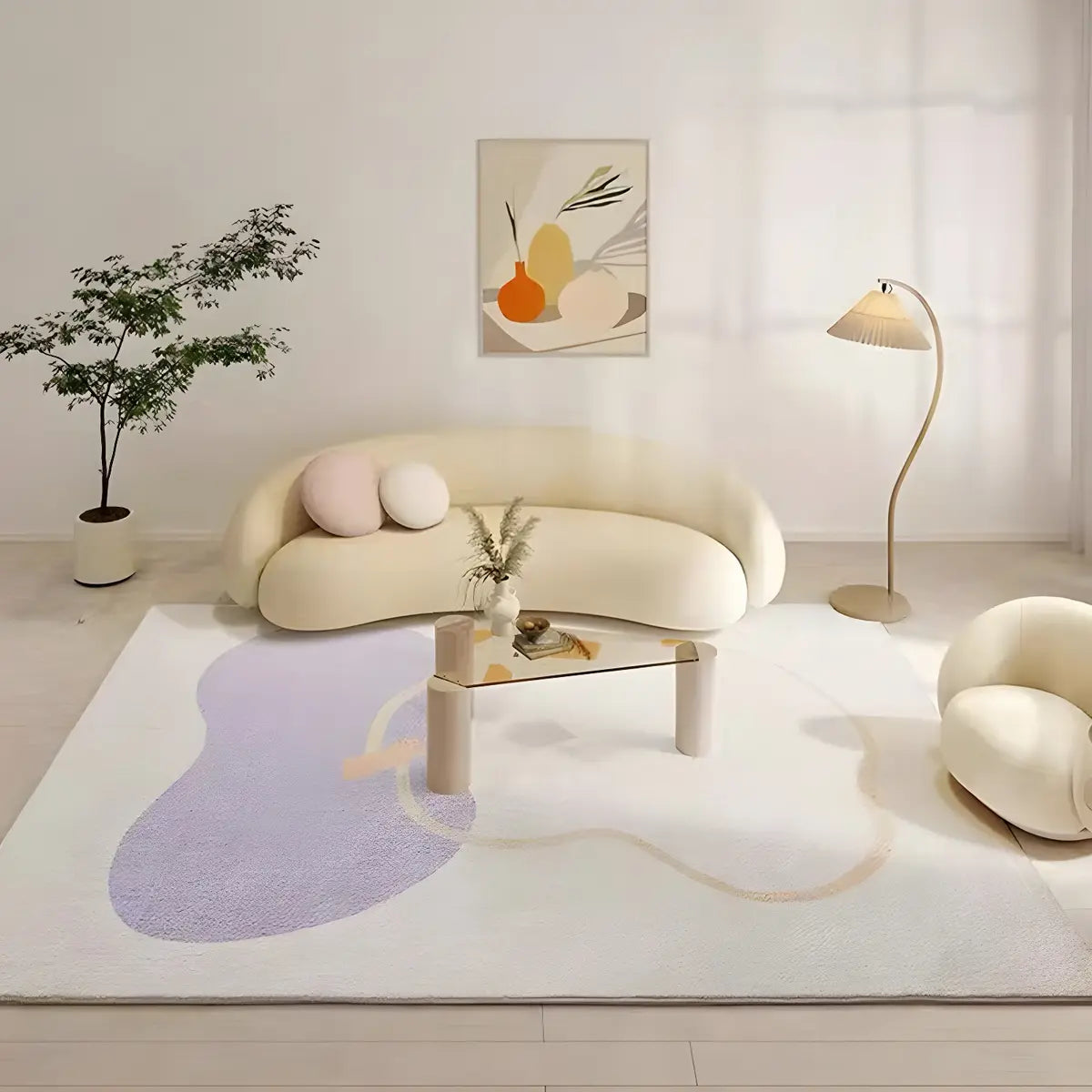 Nordic Bedroom Rectangle Polyester Color Block Area Rug Image - 11