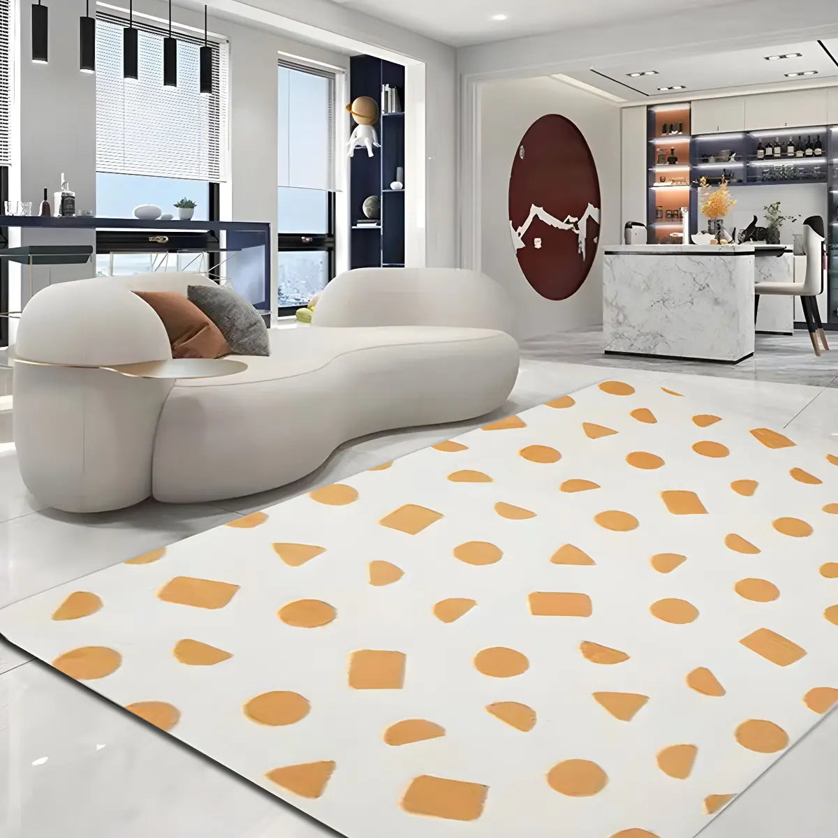 Nordic Bedroom Rectangle Polyester Color Block Area Rug Image - 12