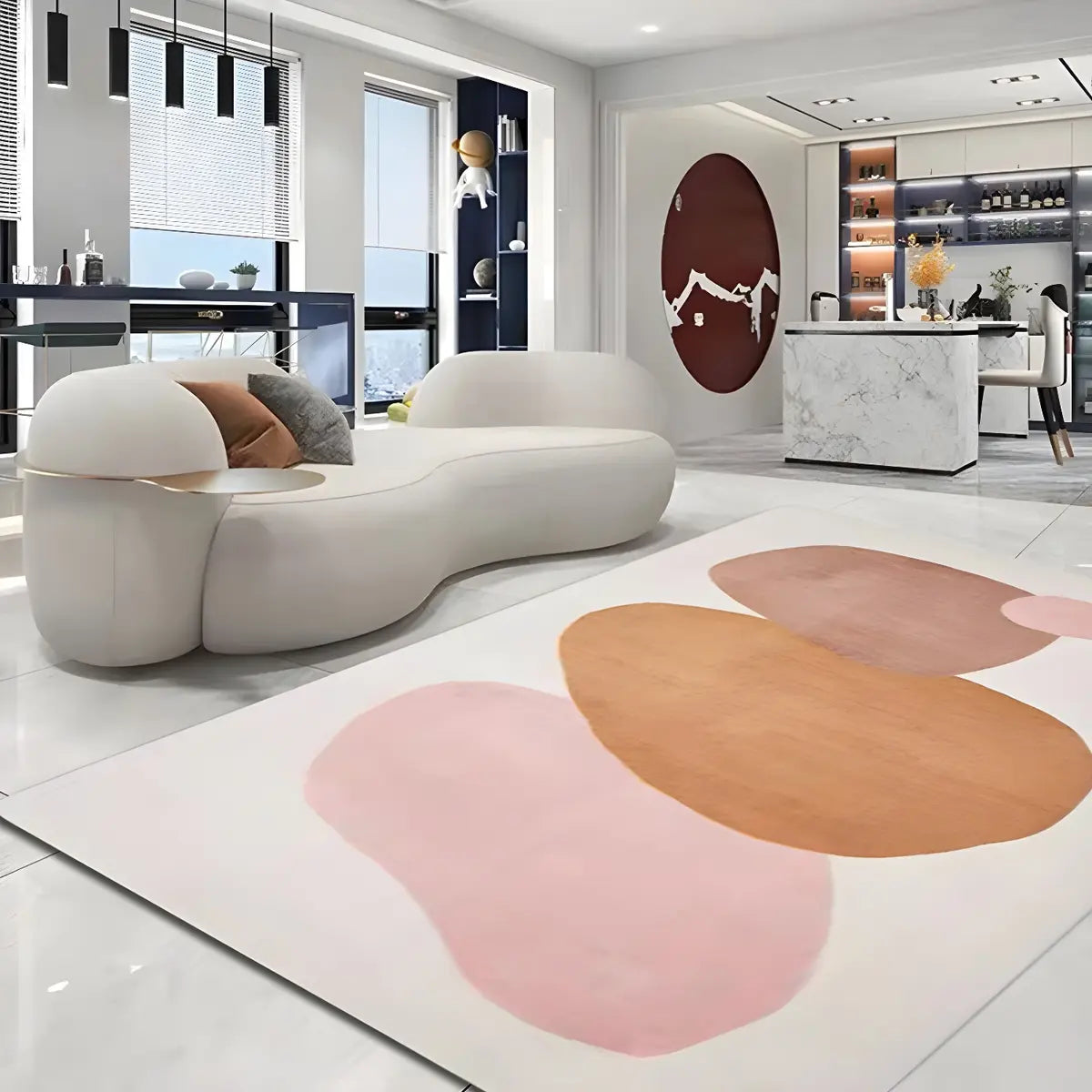 Nordic Bedroom Rectangle Polyester Color Block Area Rug Image - 14