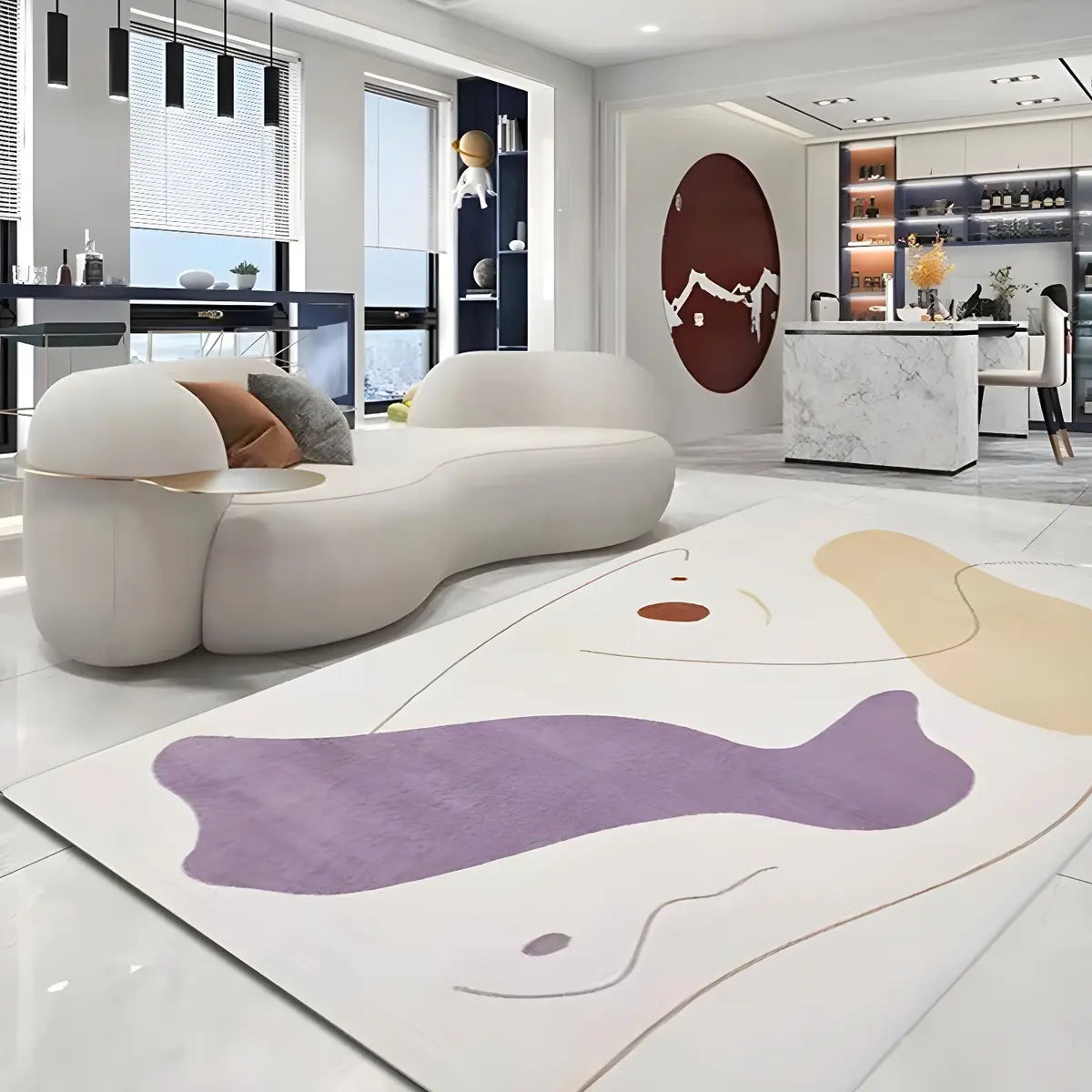 Nordic Bedroom Rectangle Polyester Color Block Area Rug Image - 16