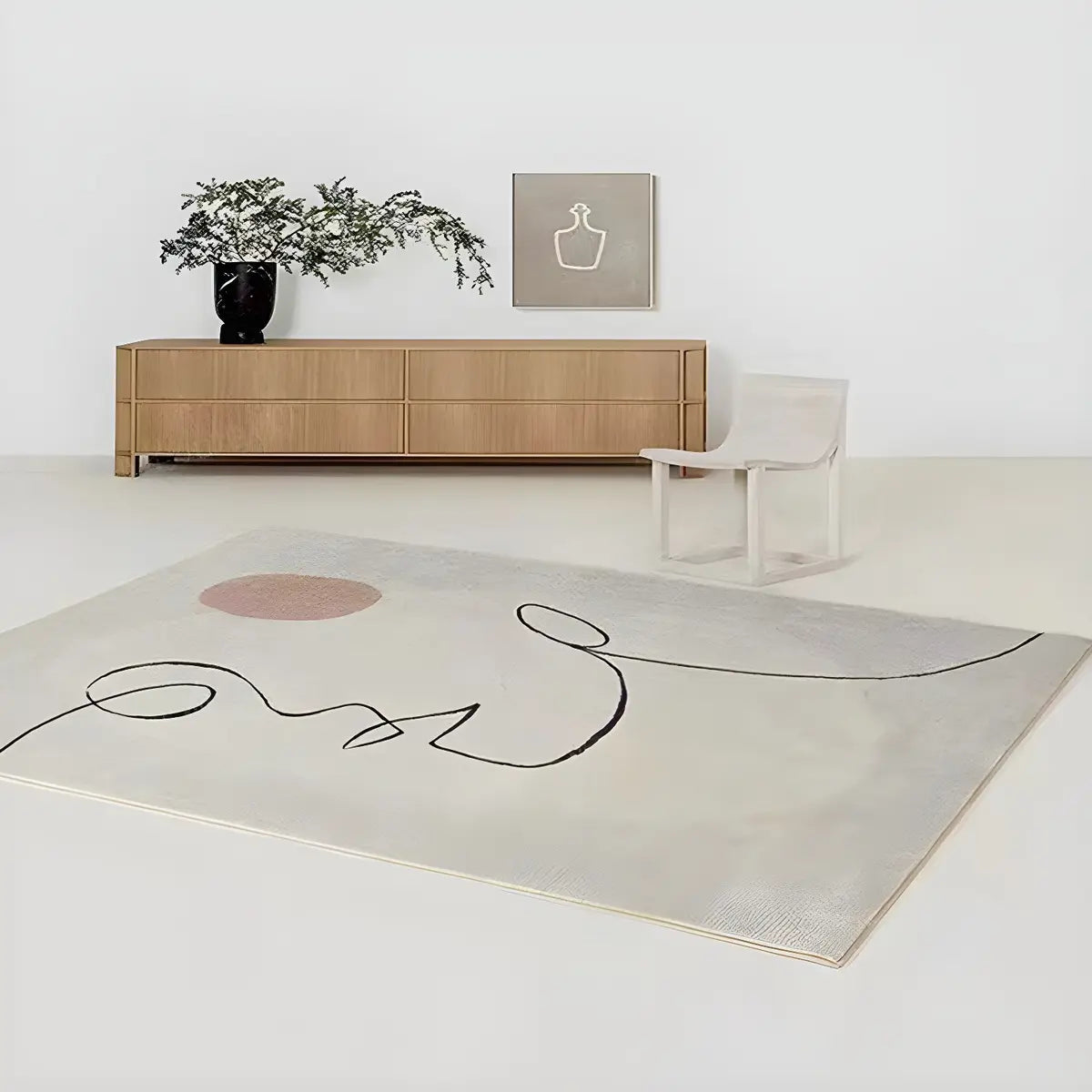 Nordic Bedroom Rectangle Polyester Color Block Area Rug Image - 19