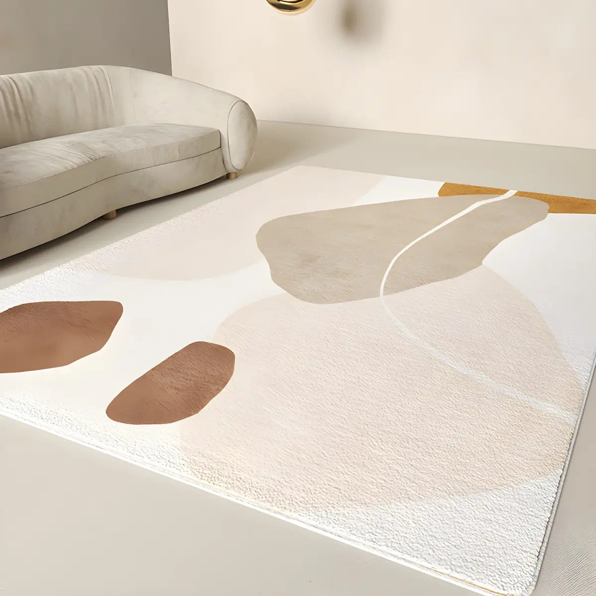 Nordic Bedroom Rectangle Polyester Color Block Area Rug Image - 2