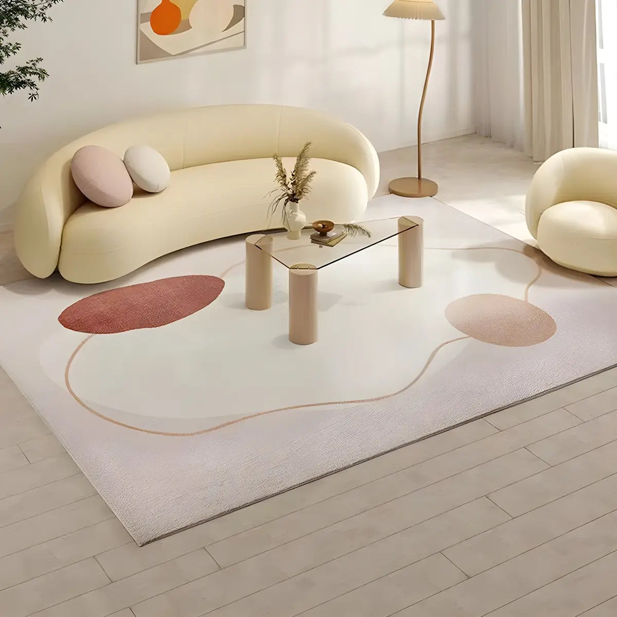 Nordic Bedroom Rectangle Polyester Color Block Area Rug Image - 5