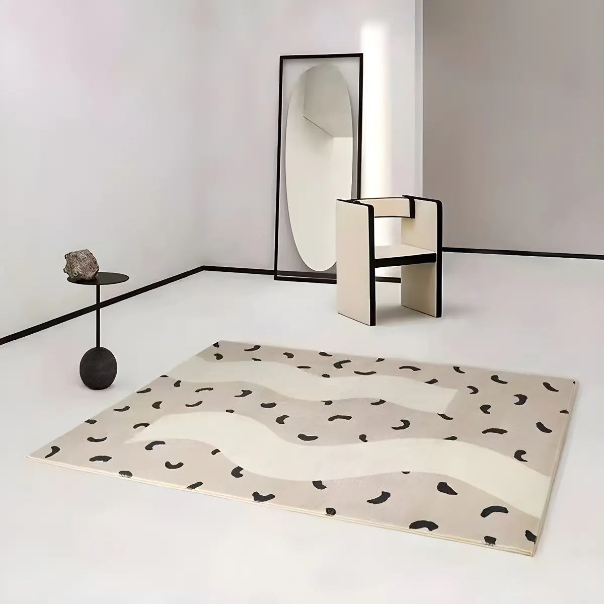 Nordic Bedroom Rectangle Polyester Color Block Area Rug Image - 7