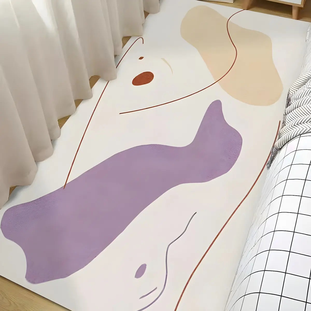 Nordic Bedroom Rectangle Polyester Color Block Area Rug Image - 9