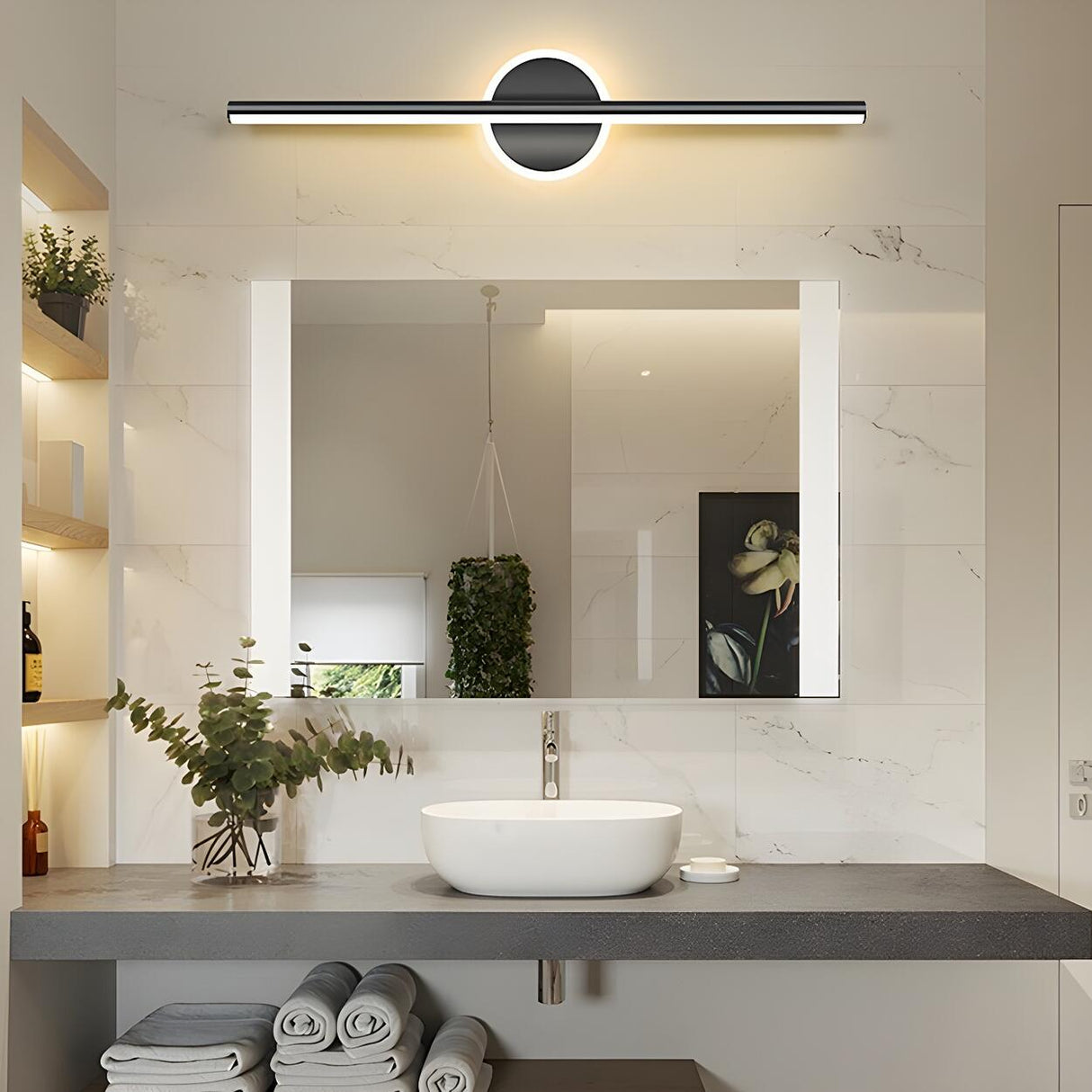 Nordic Black Strip Simple Geometric Accent Vanity Light Image - 1