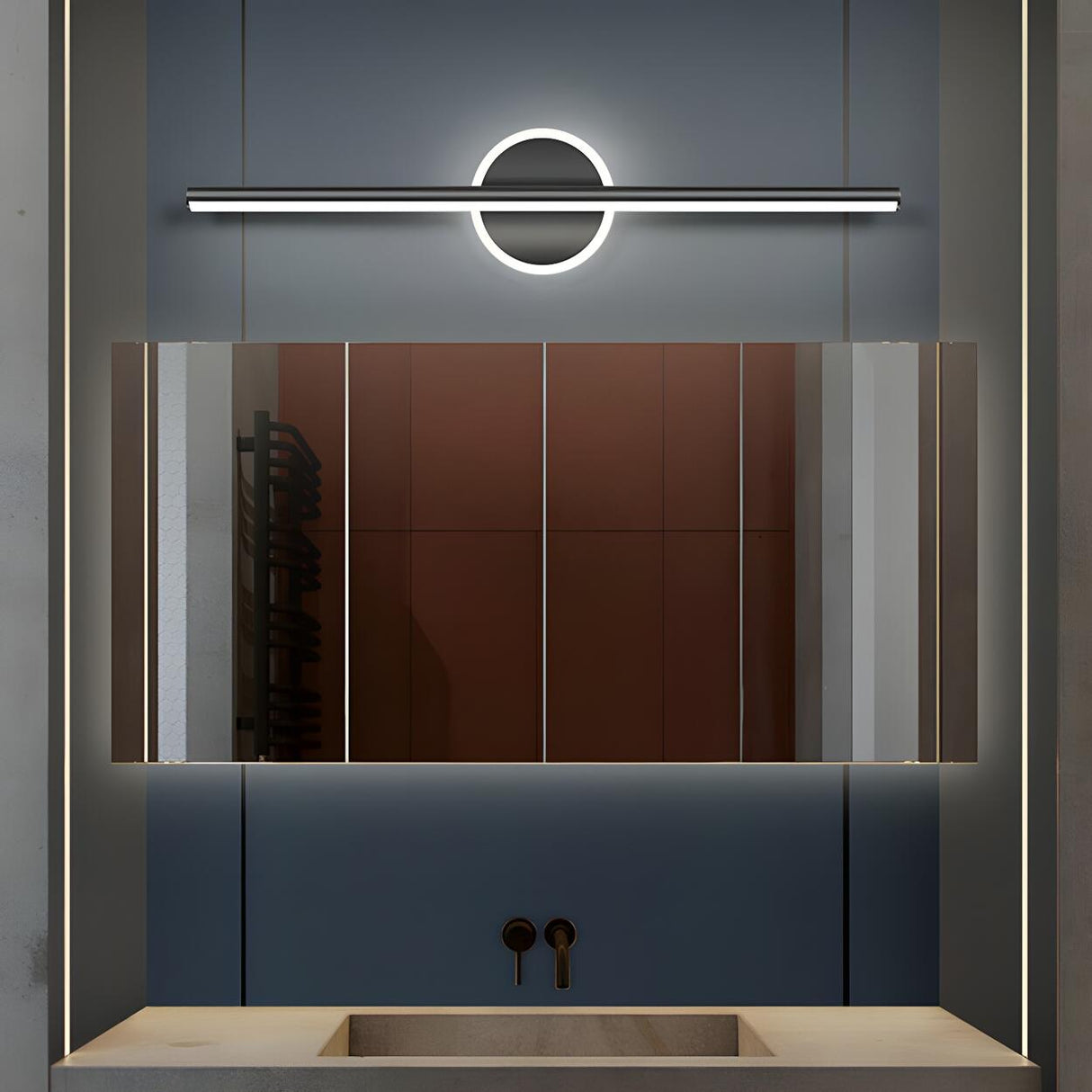 Nordic Black Strip Simple Geometric Accent Vanity Light Image - 15