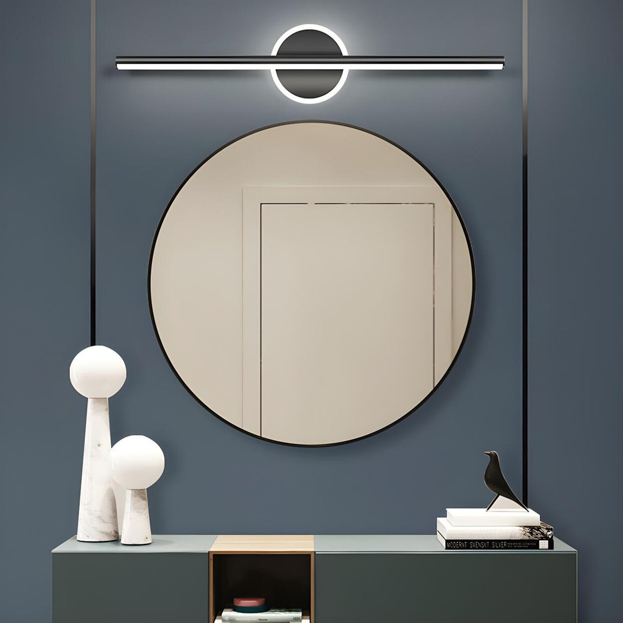 Nordic Black Strip Simple Geometric Accent Vanity Light Image - 19