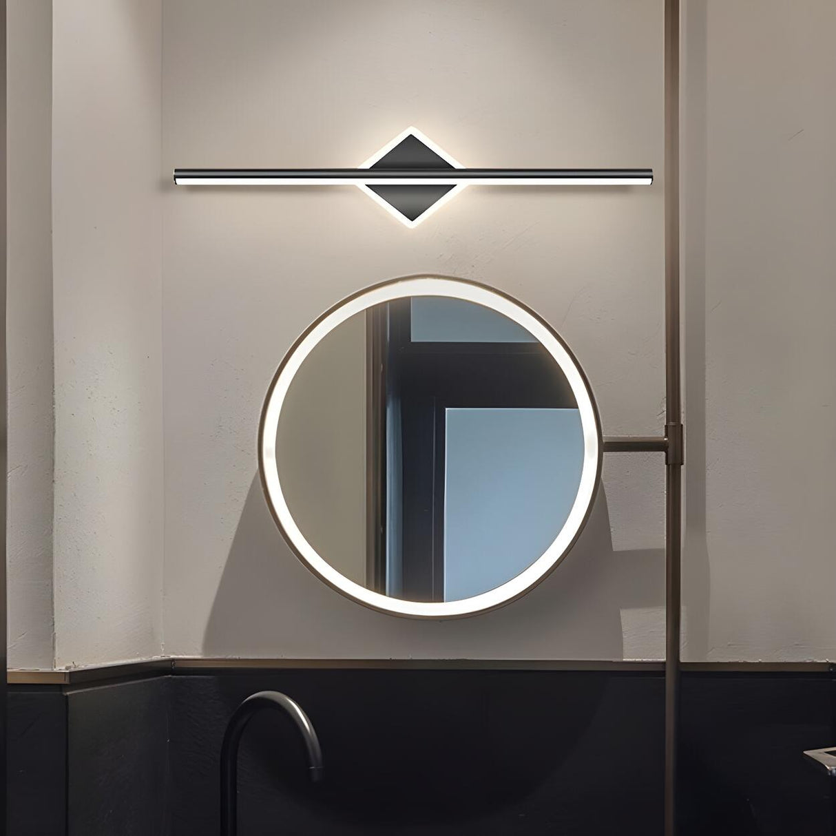 Nordic Black Strip Simple Geometric Accent Vanity Light Image - 20