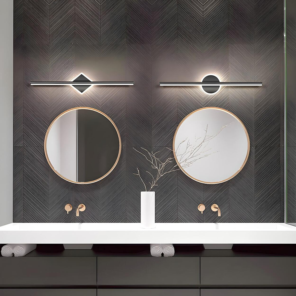 Nordic Black Strip Simple Geometric Accent Vanity Light Image - 21