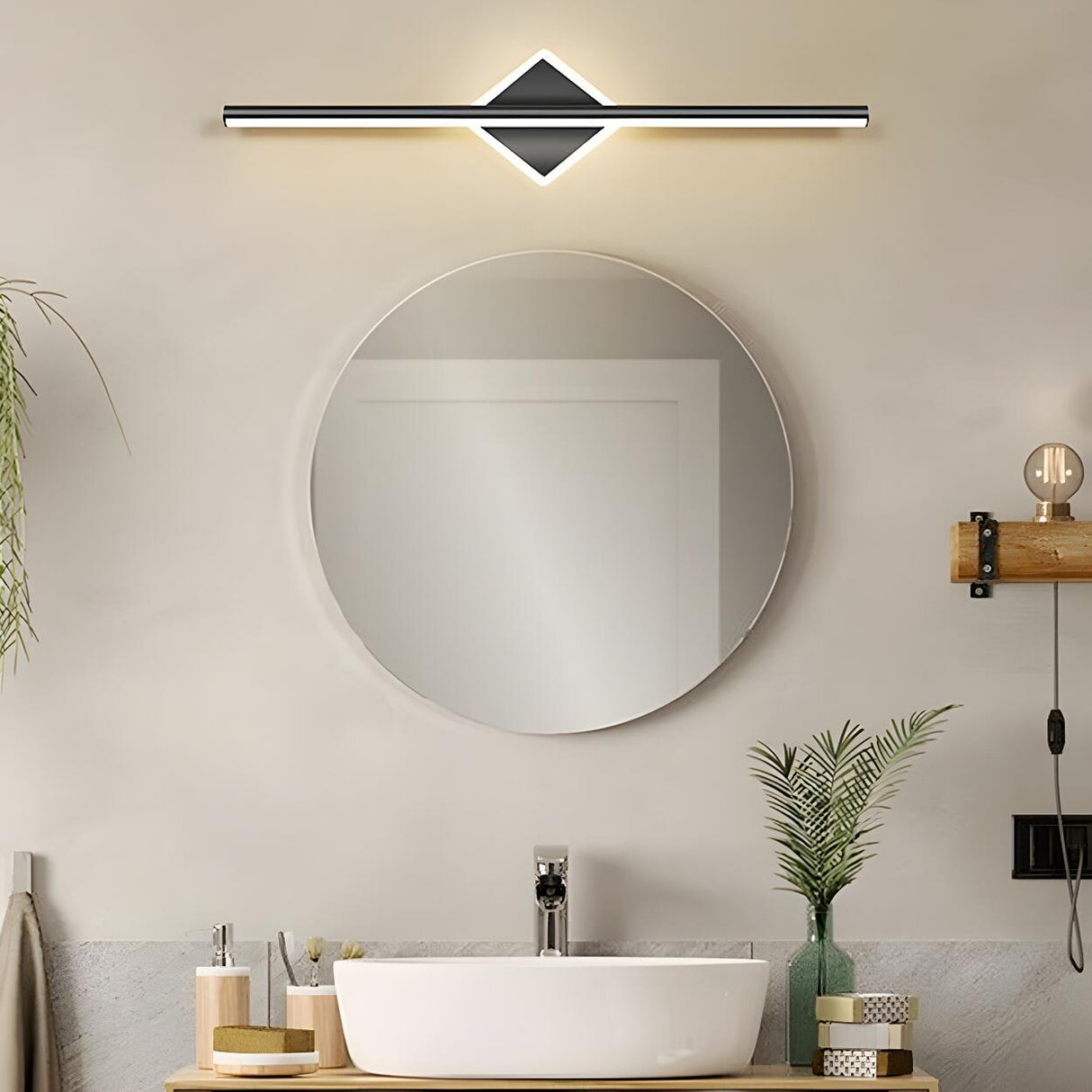 Nordic Black Strip Simple Geometric Accent Vanity Light Image - 5