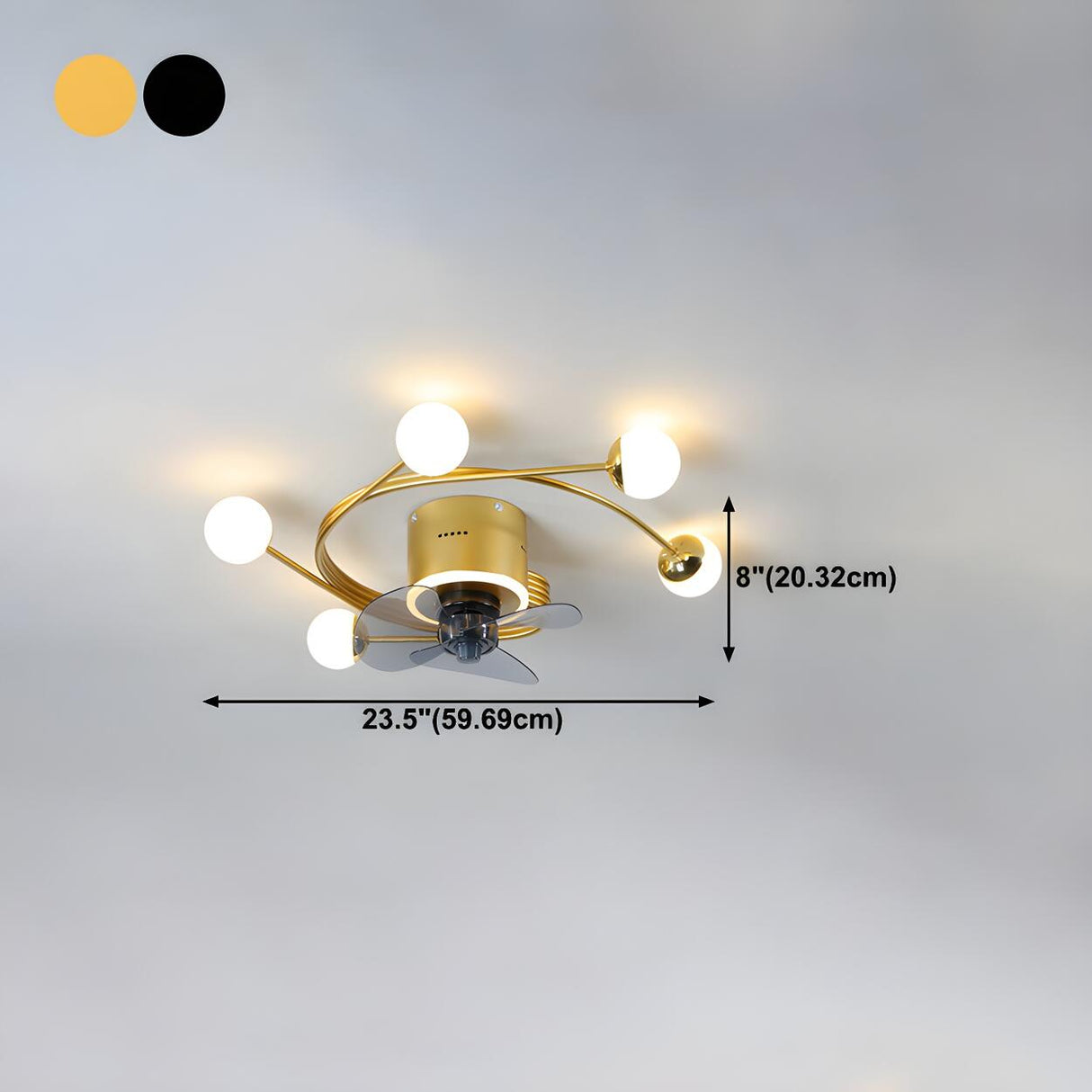 Nordic Chic Branch Ball Shade Ceiling Fan with Light