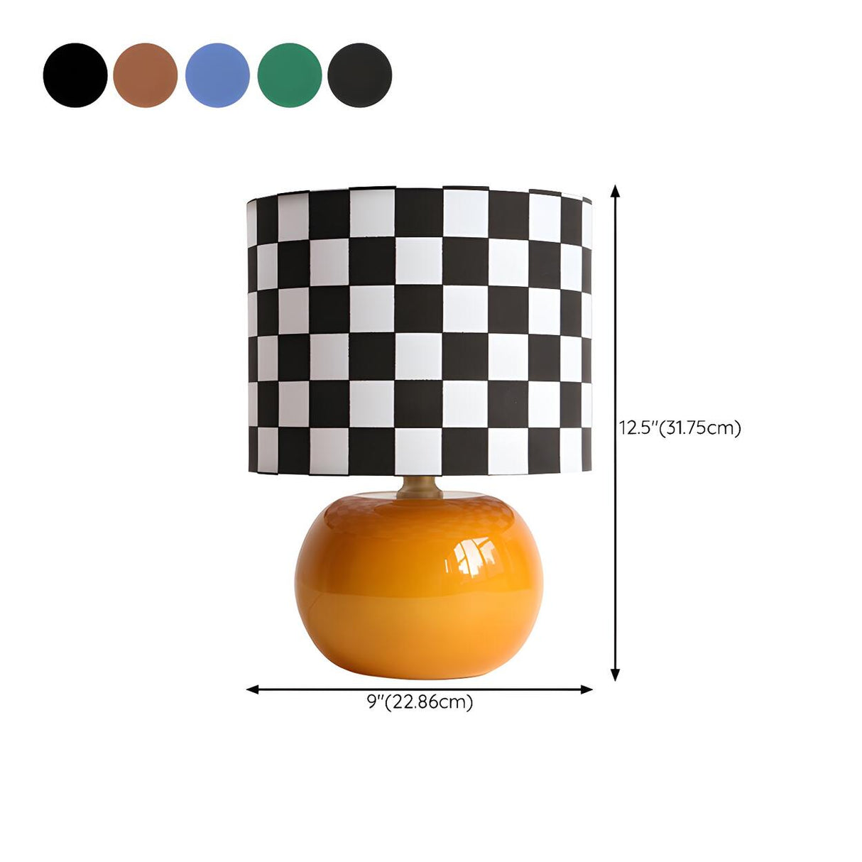 Nordic Chic Plaid Fabric Shade Globe Base Table Lamp