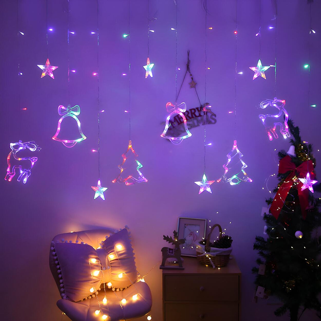 Nordic Christmas Tree and Deer Starry String Lights Image - 5