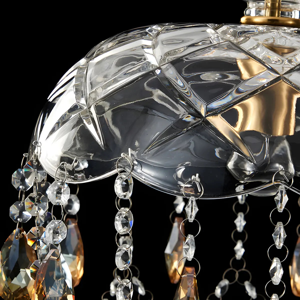 Nordic Clear Dome Bedroom Adjustable Crystal Pendant Light Image - 12