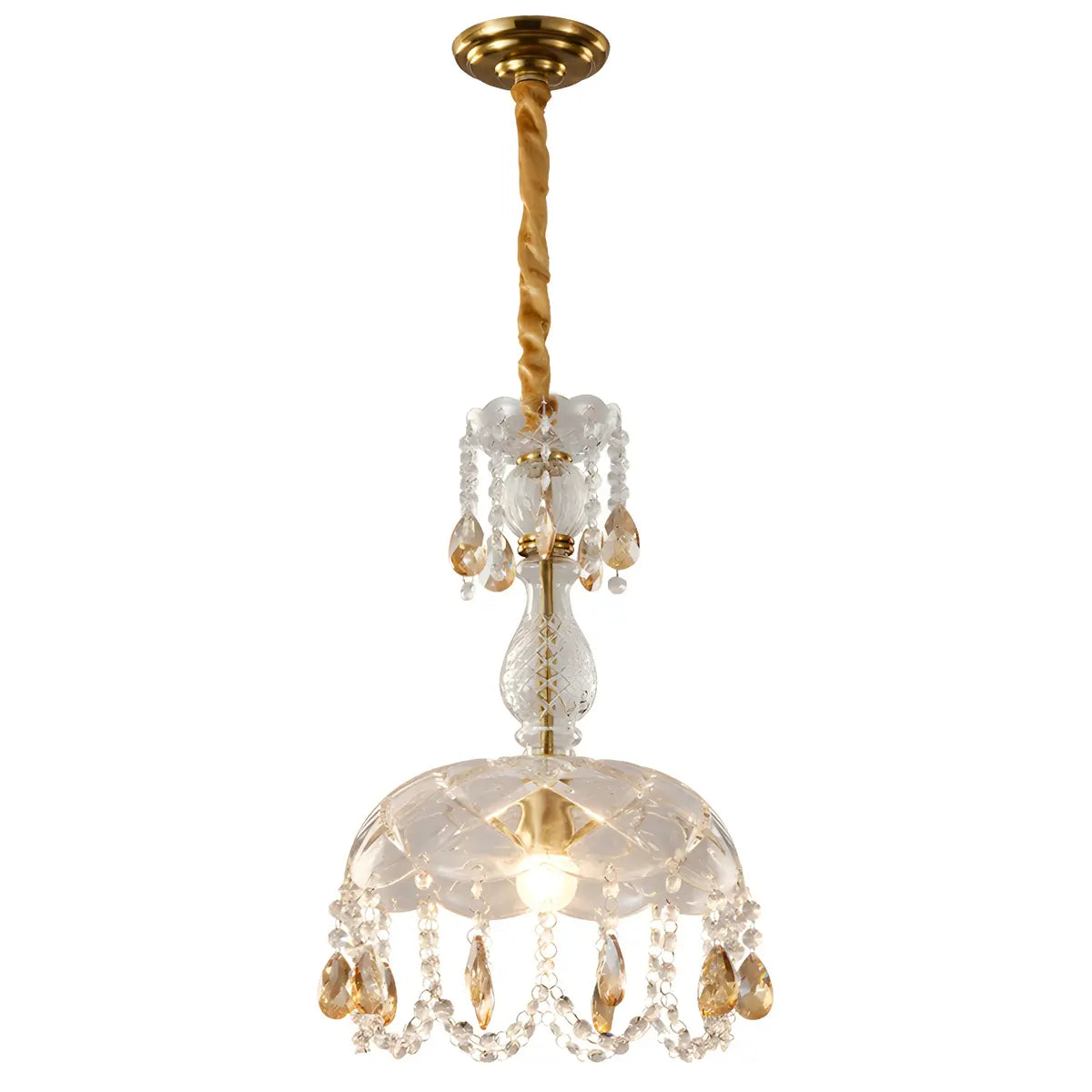 Nordic Clear Dome Bedroom Adjustable Crystal Pendant Light Image - 6