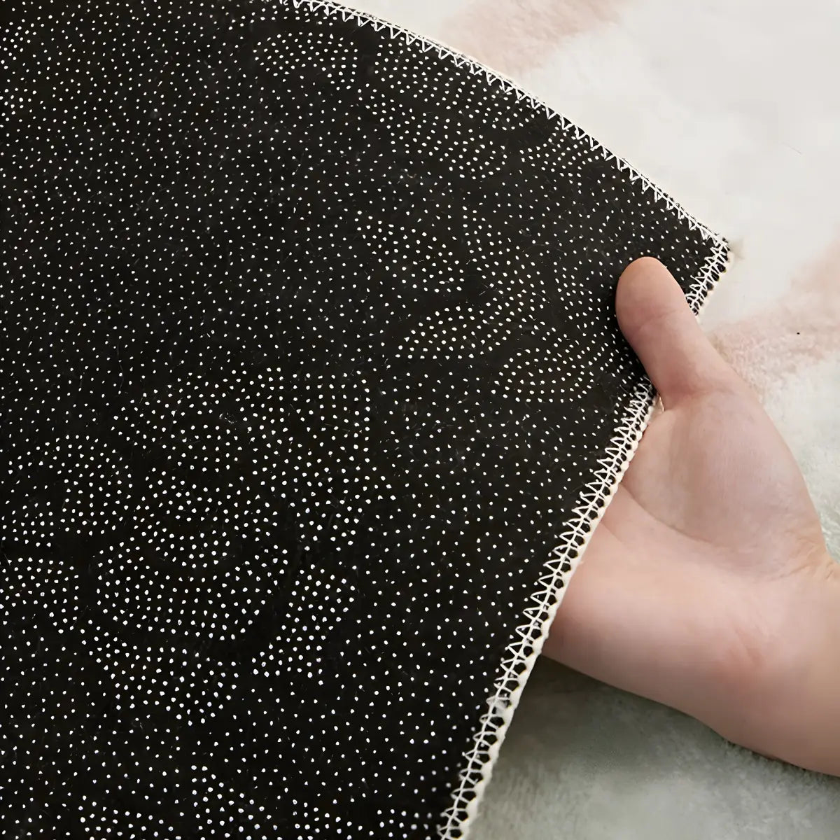 Nordic Color Block Polyester Beige Non-Slip Area Rug Image - 12