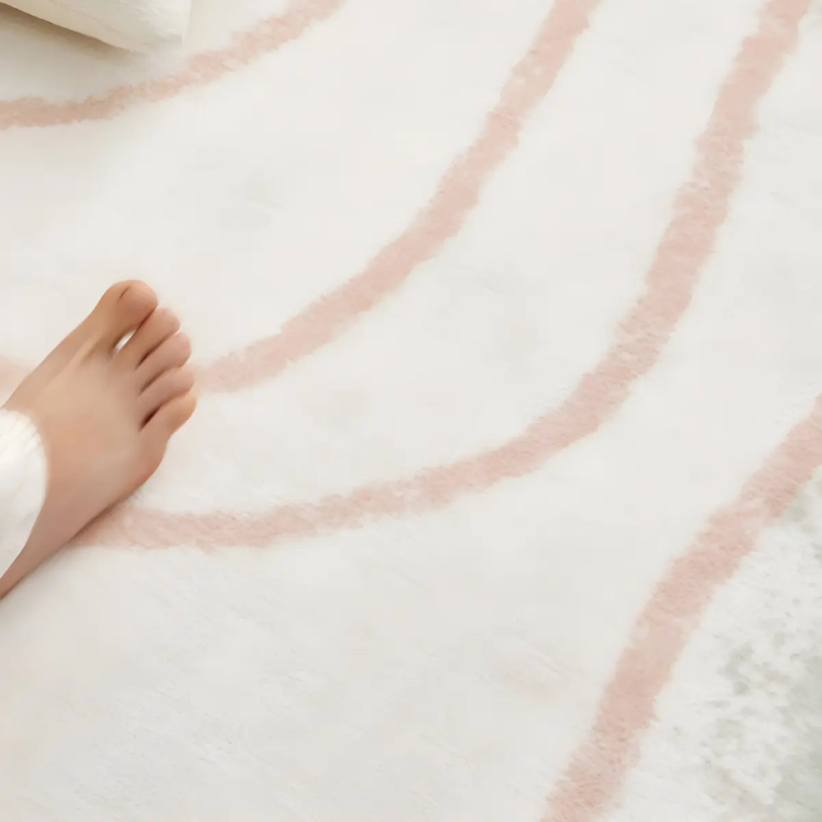 Nordic Color Block Polyester Beige Non-Slip Area Rug Image - 17