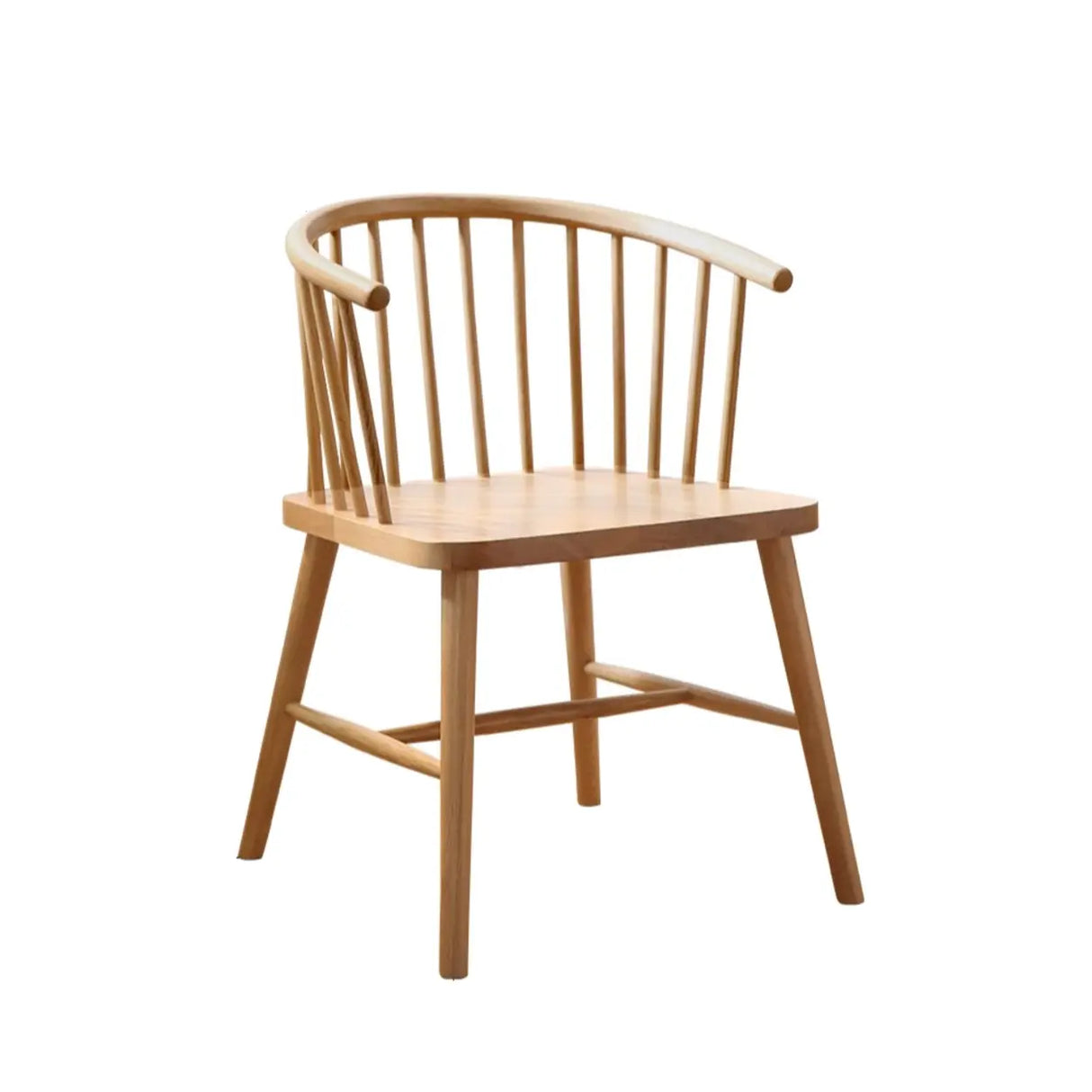 Nordic Curved Natural Wood Windsor Back Dining Chair Image - 10