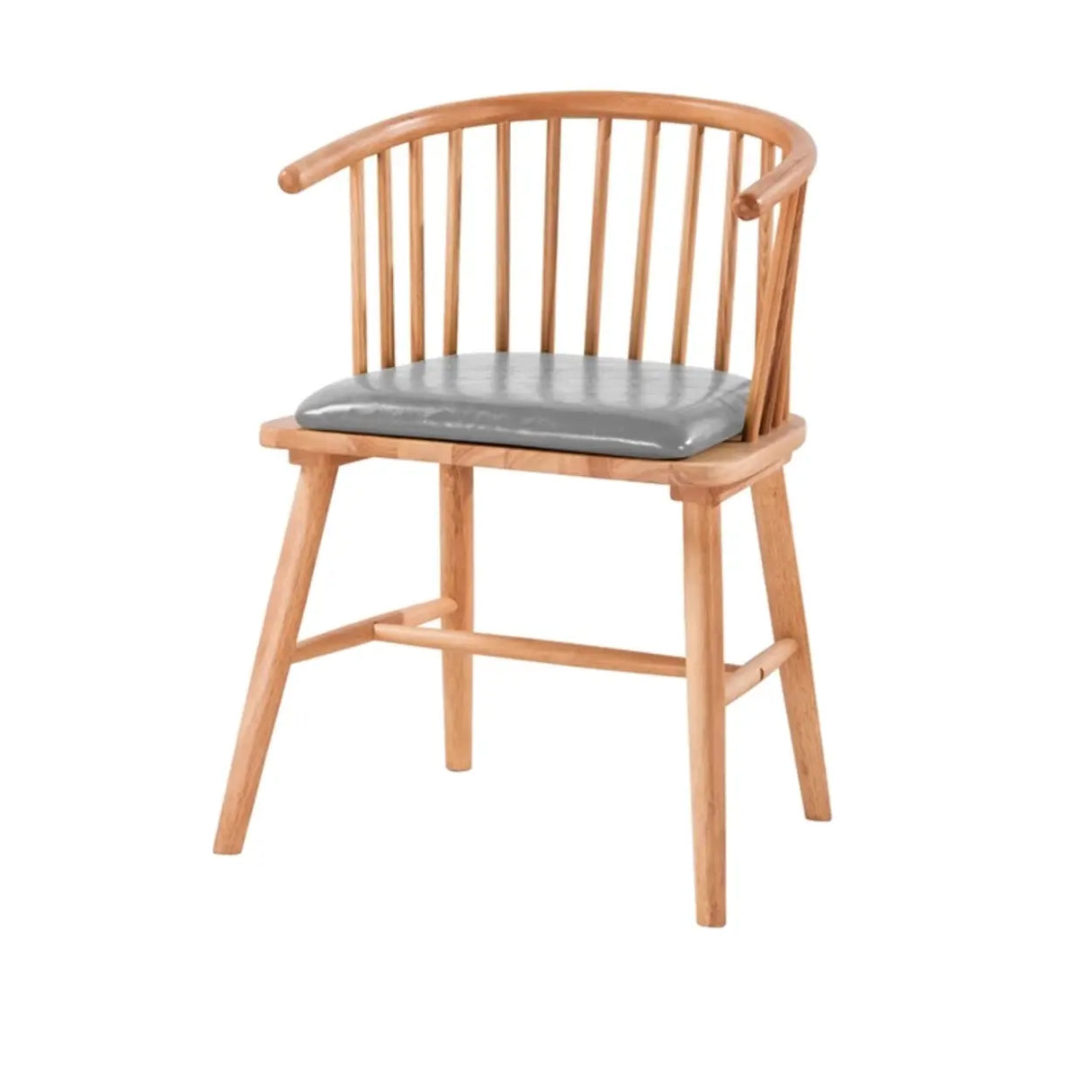 Nordic Curved Natural Wood Windsor Back Dining Chair Image - 5