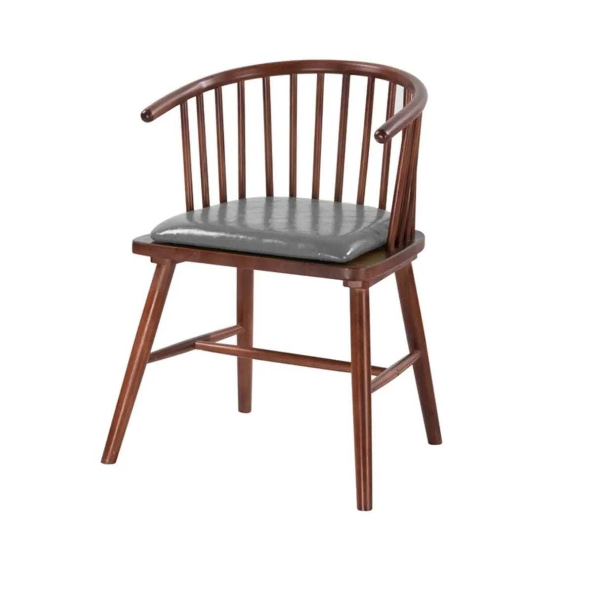 Nordic Curved Natural Wood Windsor Back Dining Chair Image - 7