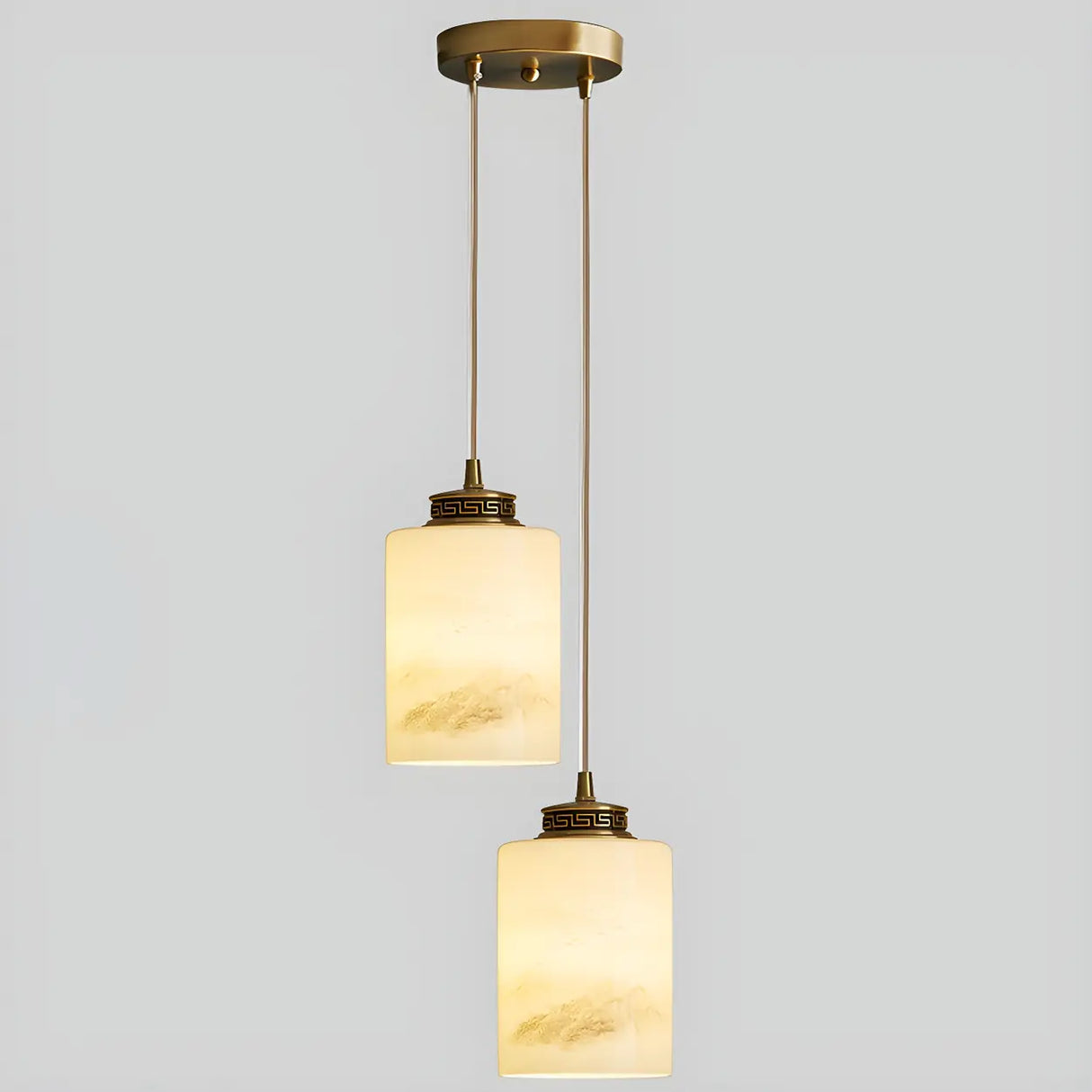Nordic Cylinder Alabaster Adjustable Height Pendant Light Image - 10