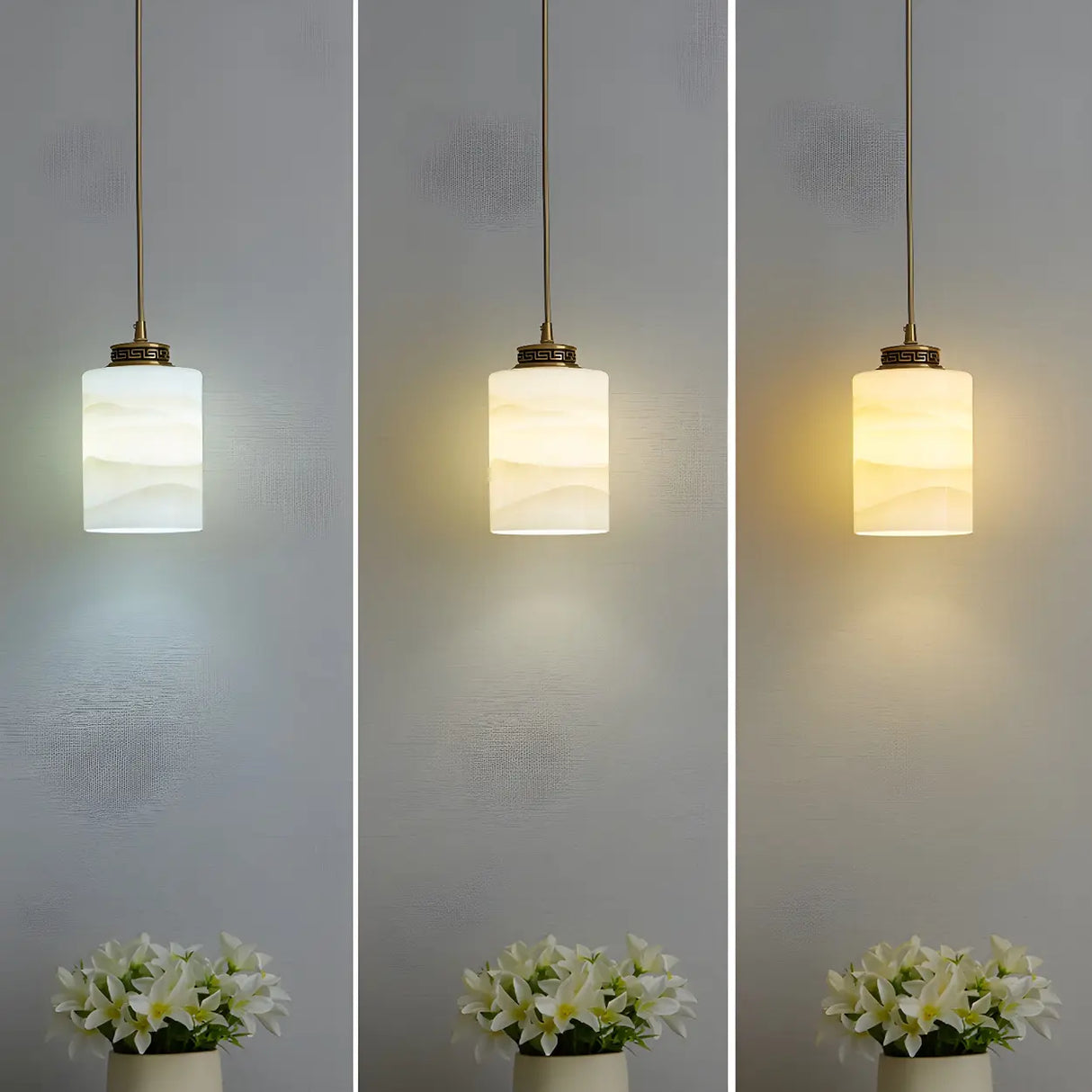 Nordic Cylinder Alabaster Adjustable Height Pendant Light Image - 12