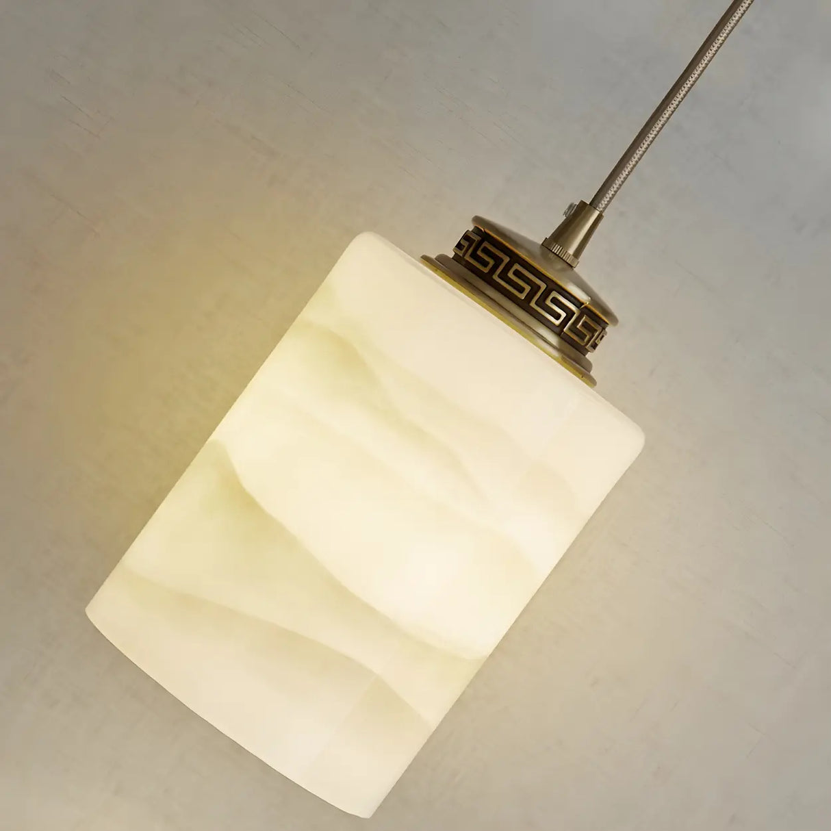Nordic Cylinder Alabaster Adjustable Height Pendant Light Image - 14
