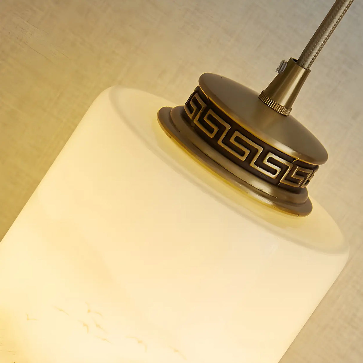 Nordic Cylinder Alabaster Adjustable Height Pendant Light Image - 16