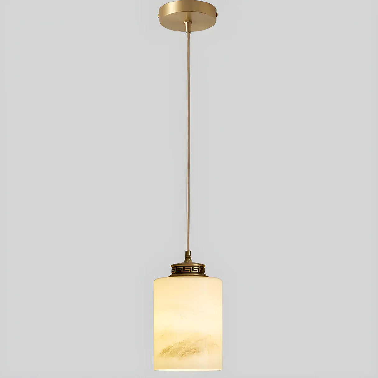 Nordic Cylinder Alabaster Adjustable Height Pendant Light Image - 9