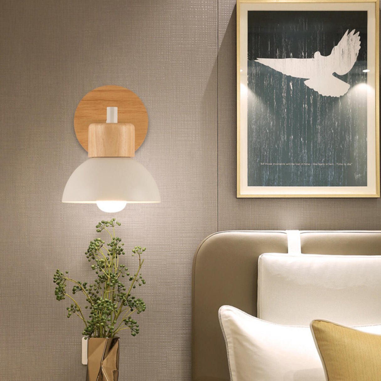 Nordic Durable Cone Wooden LED Wall Sconce Light Image - 1