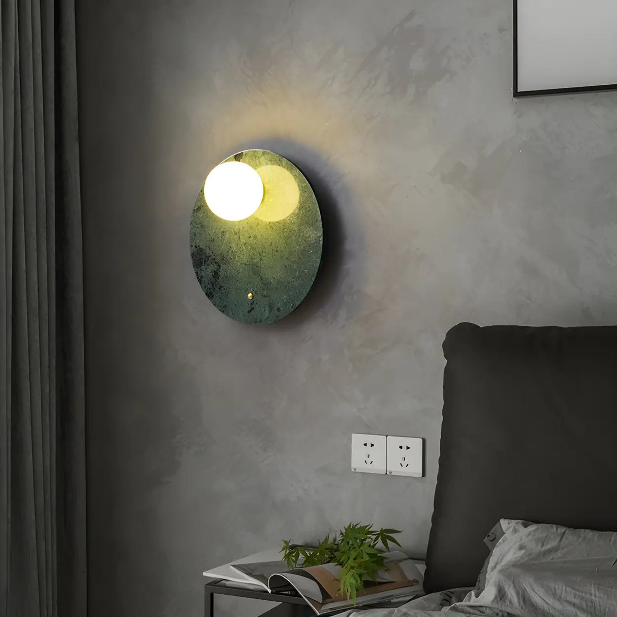 Nordic Elegant Oval White Marble Mini Bedroom Wall Sconce Image - 16