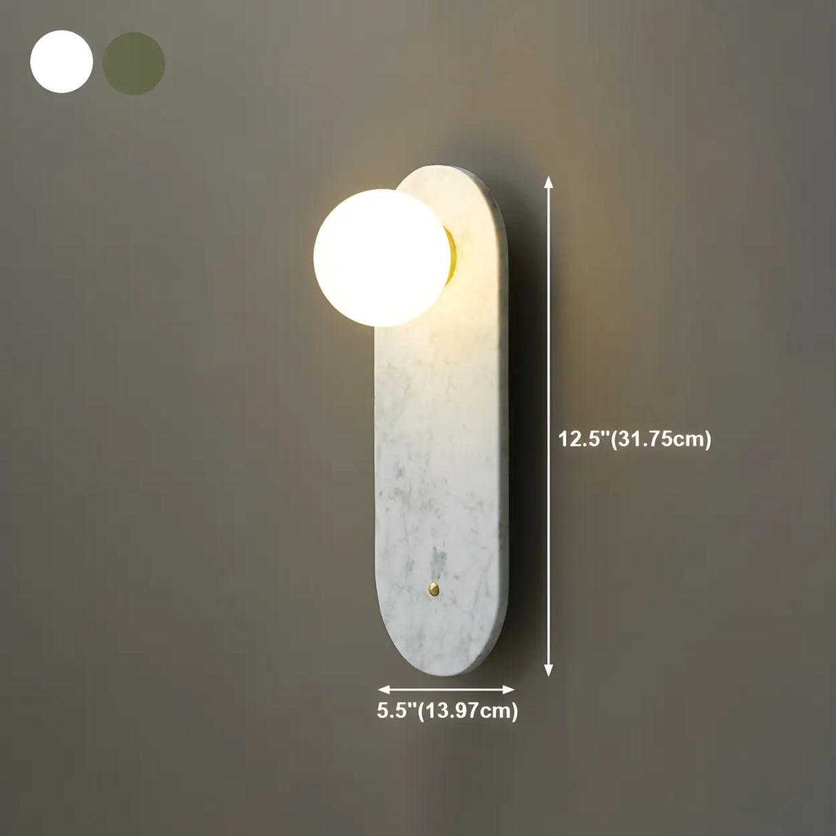 Nordic Elegant Oval White Marble Mini Bedroom Wall Sconce