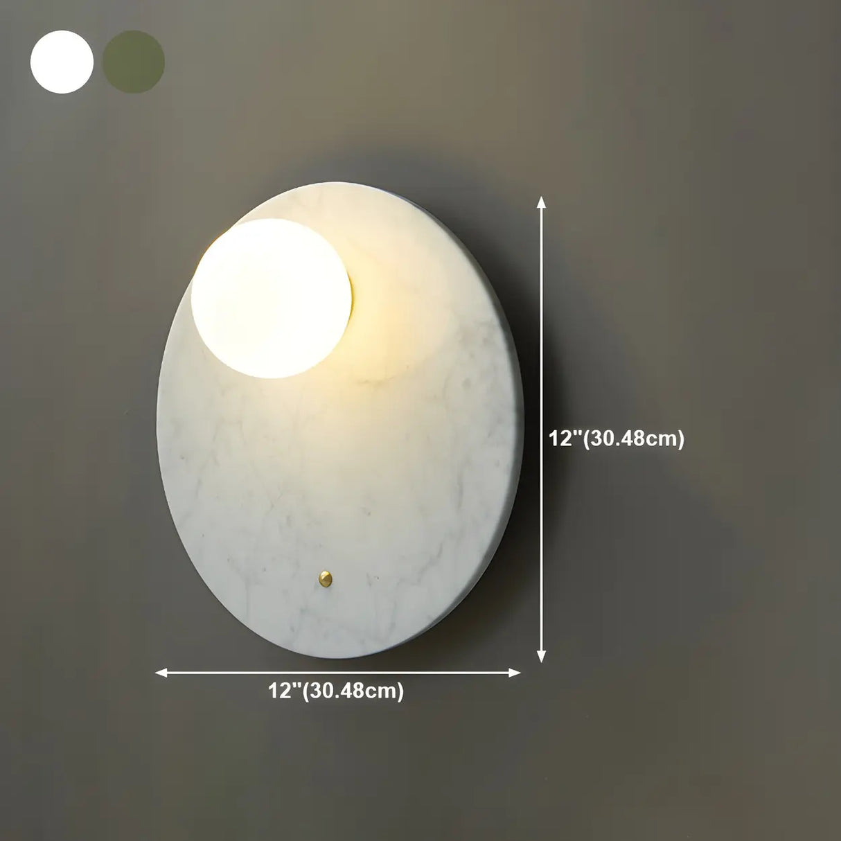 Nordic Elegant Oval White Marble Mini Bedroom Wall Sconce Image - 21