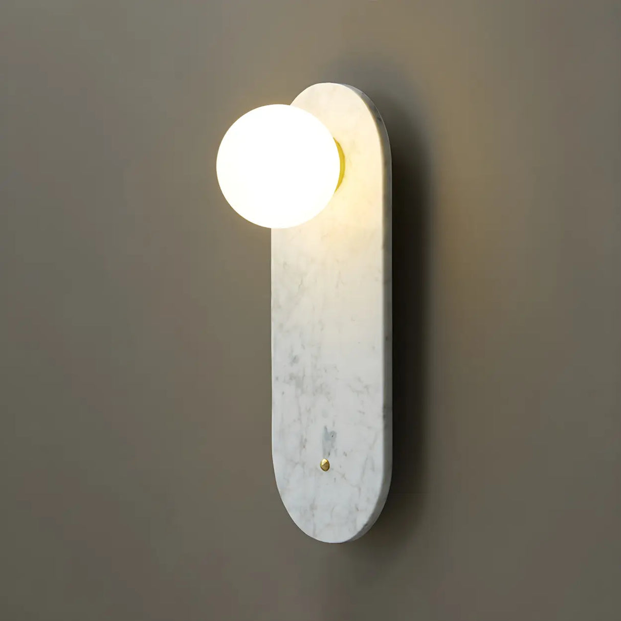 Nordic Elegant Oval White Marble Mini Bedroom Wall Sconce Image - 5