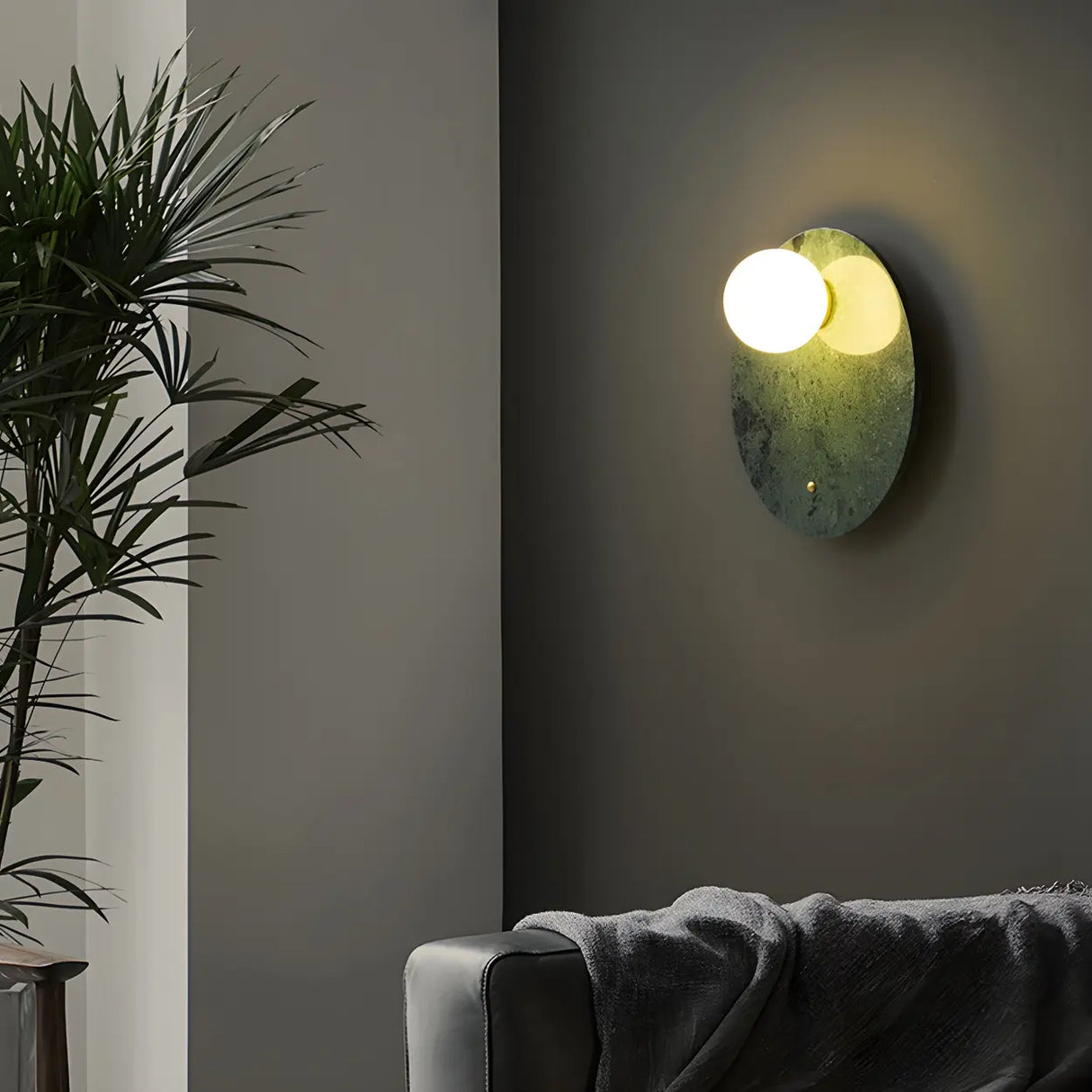 Nordic Elegant Oval White Marble Mini Bedroom Wall Sconce Image - 8