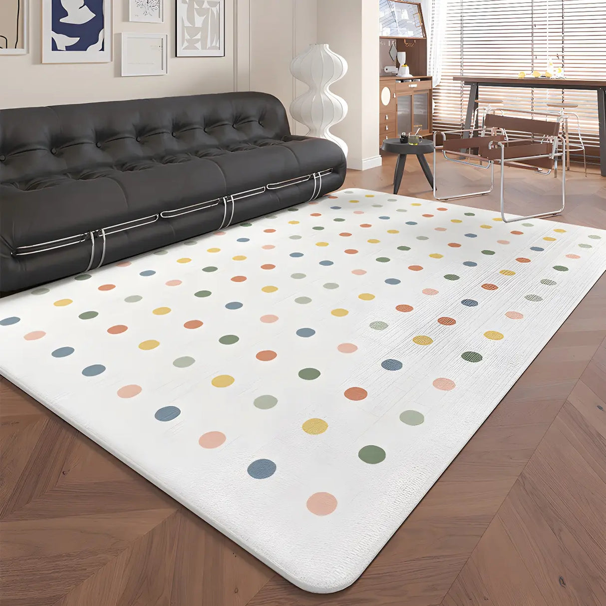 Nordic Geometric Cashmere Beige Non-slip Area Rug Image - 11