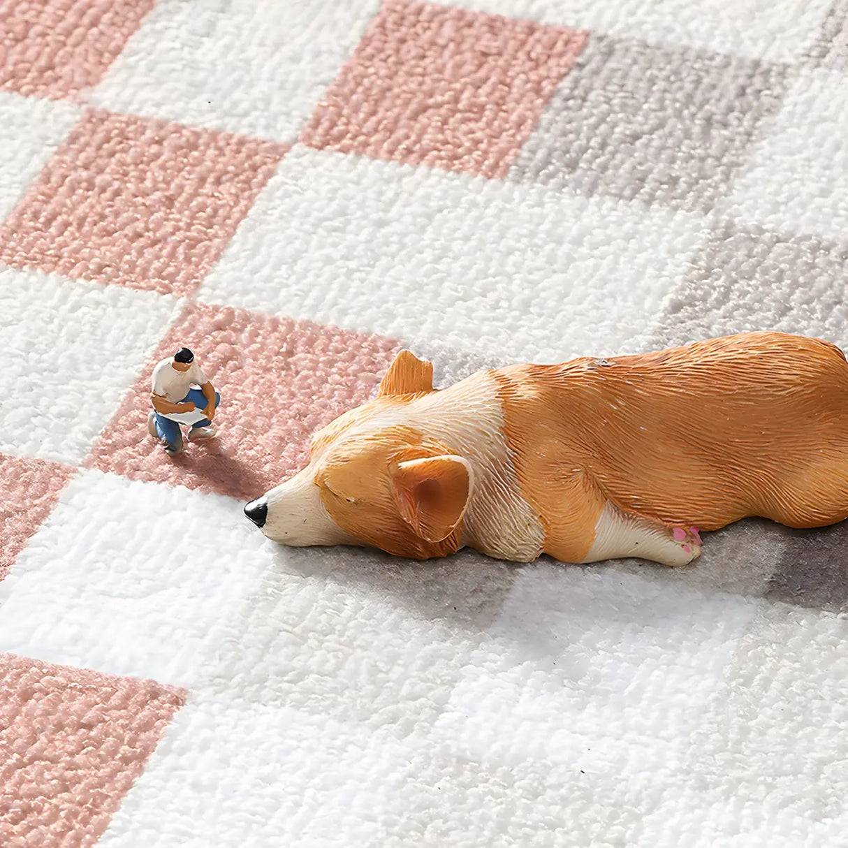 Nordic Geometric Cashmere Beige Non-slip Area Rug Image - 12