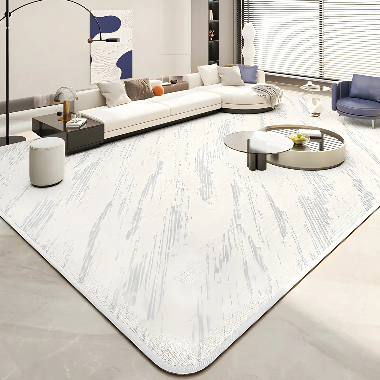 Nordic Geometric Cashmere Beige Non-slip Area Rug Image - 7