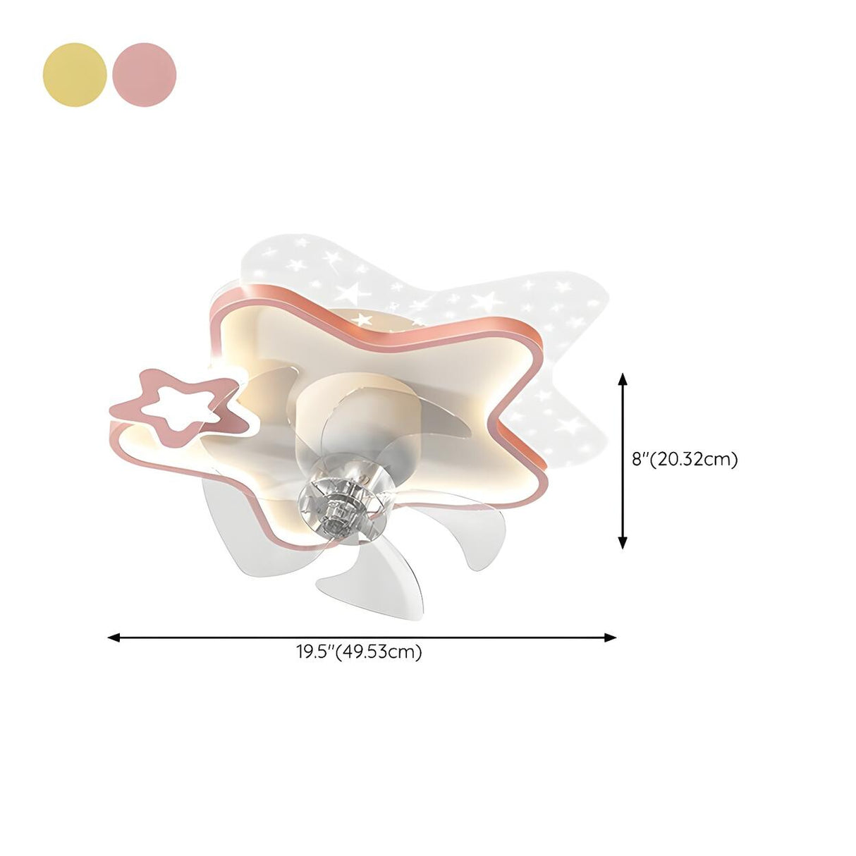 Nordic Kids Room Star-Shaped Ceiling Fan with Light