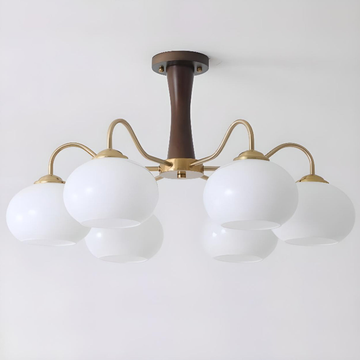 Nordic Large Glass Drum Semi-Flush Mount Light 8-Light Image - 10