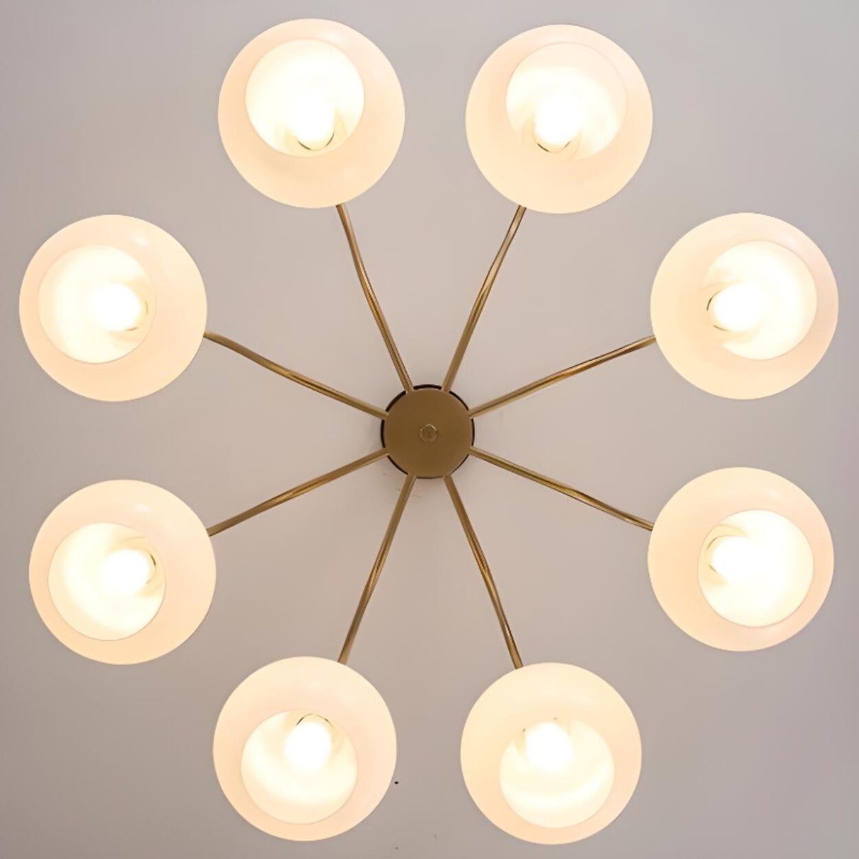 Nordic Large Glass Drum Semi-Flush Mount Light 8-Light Image - 6