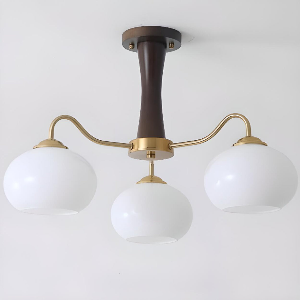 Nordic Large Glass Drum Semi-Flush Mount Light 8-Light Image - 9