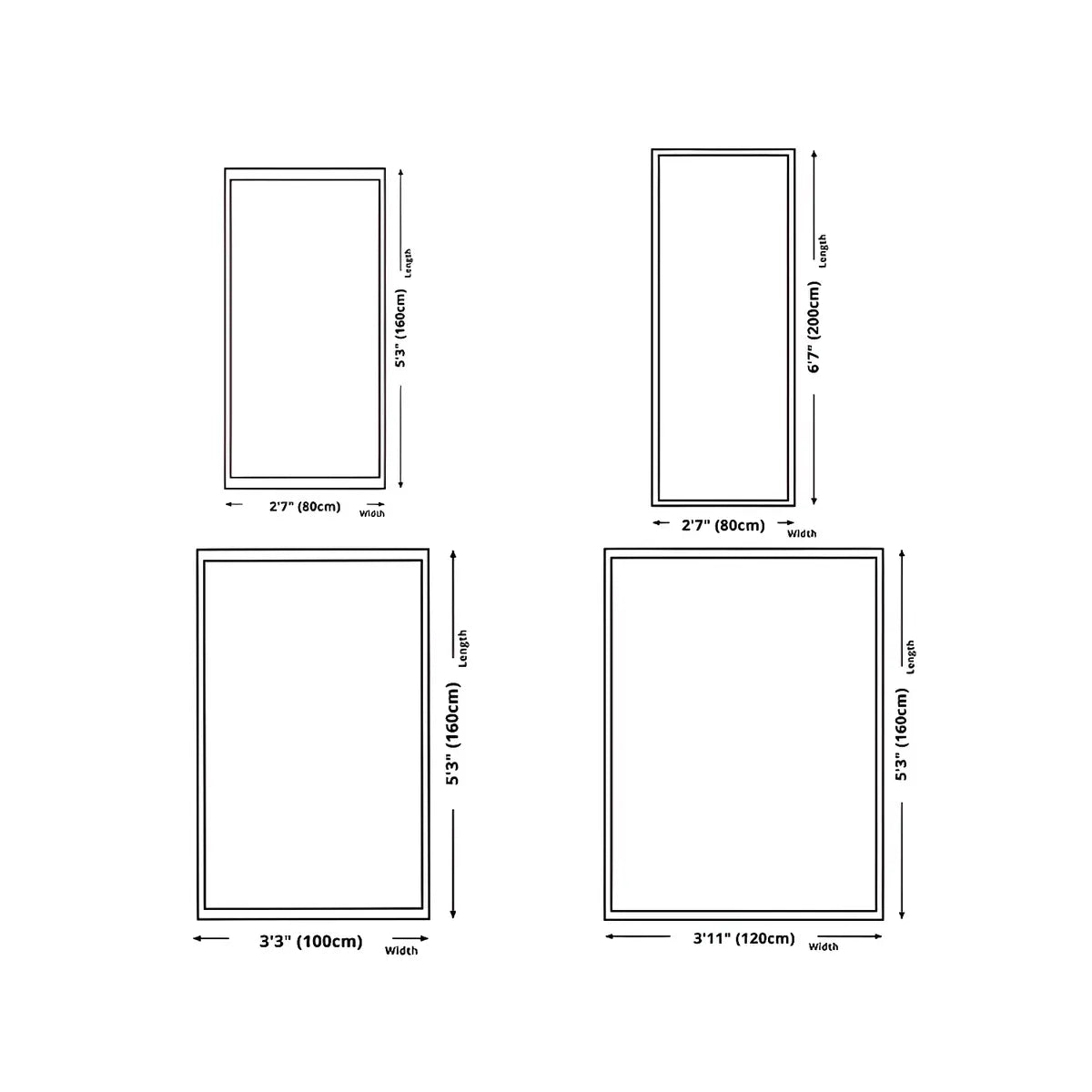 Nordic Line Rectangle Wool White Non-Slip Area Rug