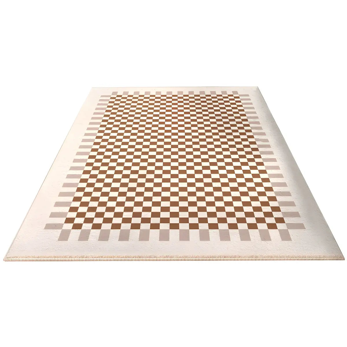 Nordic Line Rectangle Wool White Non-Slip Area Rug Image - 5