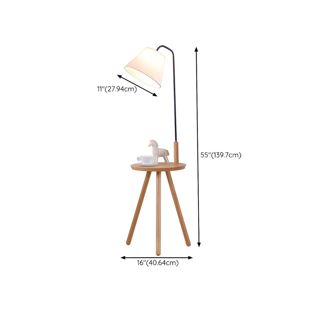 Nordic Minimalist Cylinder Wooden Side Table Floor Lamp